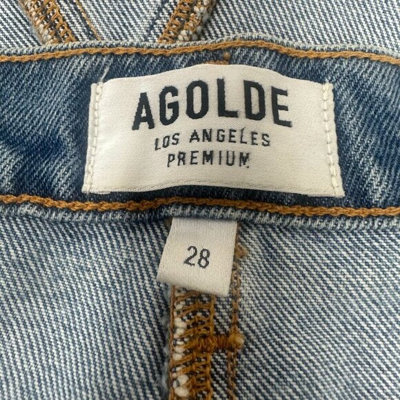 Agolde Quinn High Rise Jean Denim Mini Skirt Size 28 In Devotee Distressed - Picture 8 of 11